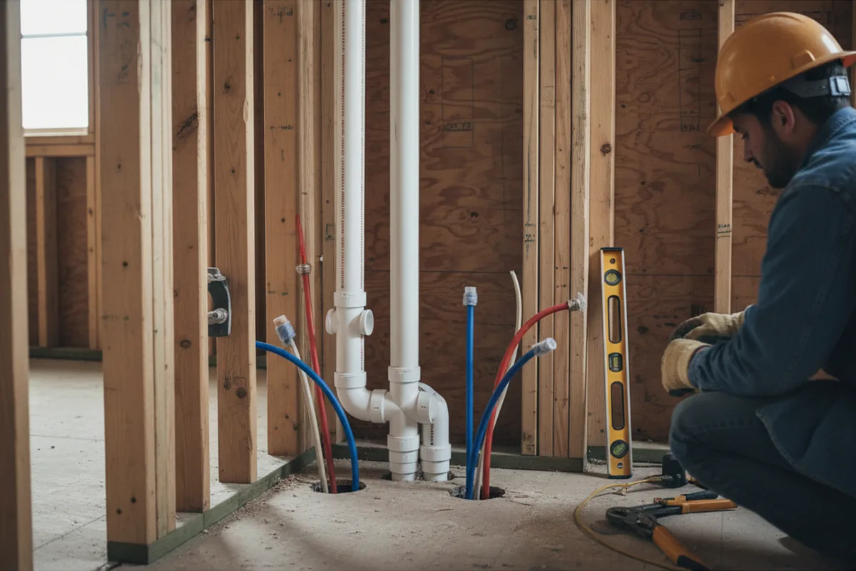 Drain and supply rough-in during Sump Pump Repair in Dickens